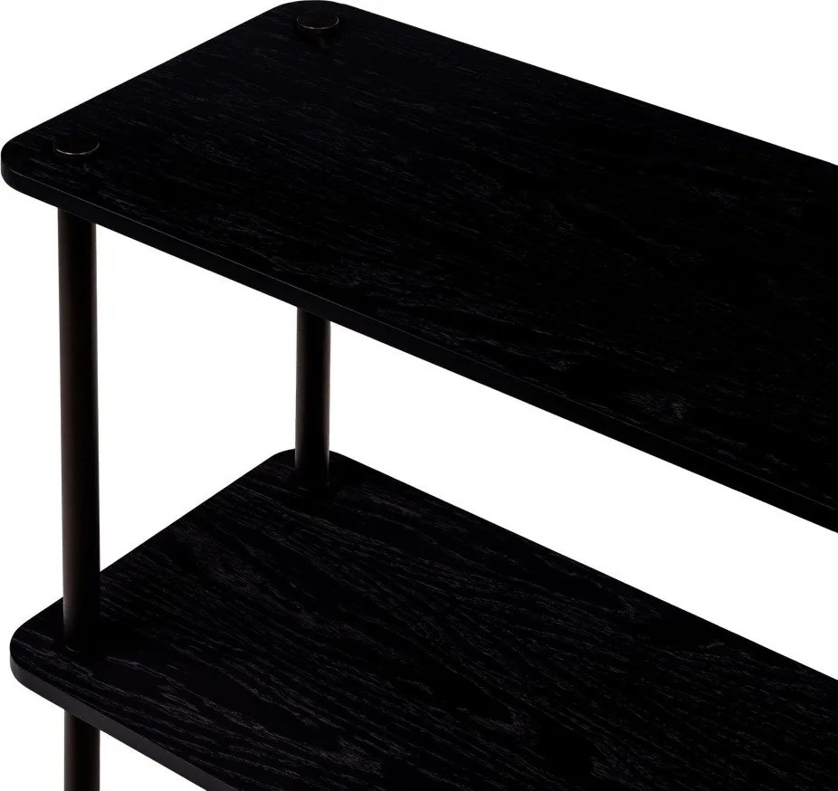 Etajeră neagră cu aspect de lemn de stejar 80x90,5x35 cm Teidi – noo.ma