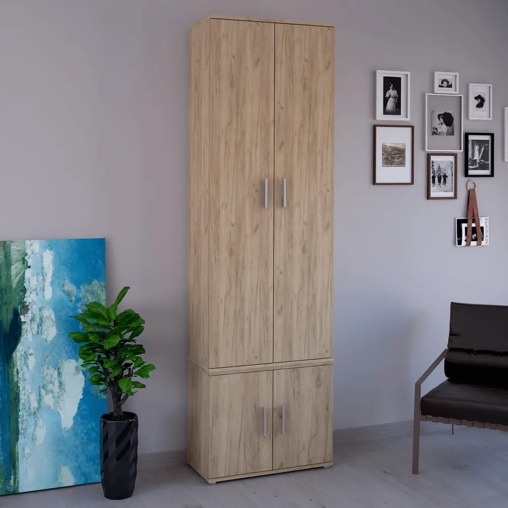 Dulap, poliţe, cu două uşi, stejar artizanal, SERVO TIP 1