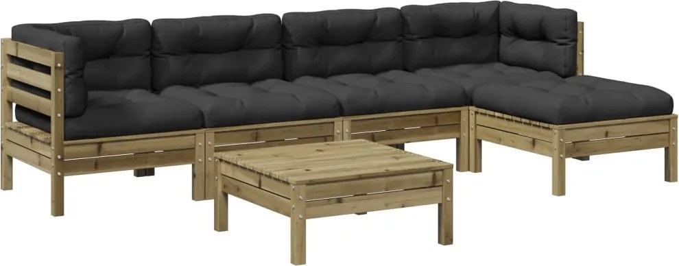 vidaXL Set canapele de grădină cu perne, 6 piese, lemn de pin tratat
