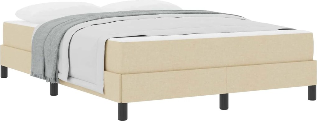 vidaXL Pat cu arcuri cu saltea Crem 160 x 200 cm țesătură