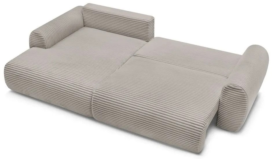 Colțar gri deschis/bej extensibil cu tapițerie din catifea reiată (cu colț pe partea stângă ) Lucien – Bobochic Paris