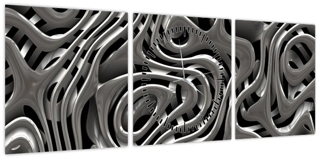 Tablou - Abstractizare metalică (cu ceas) (90x30 cm)