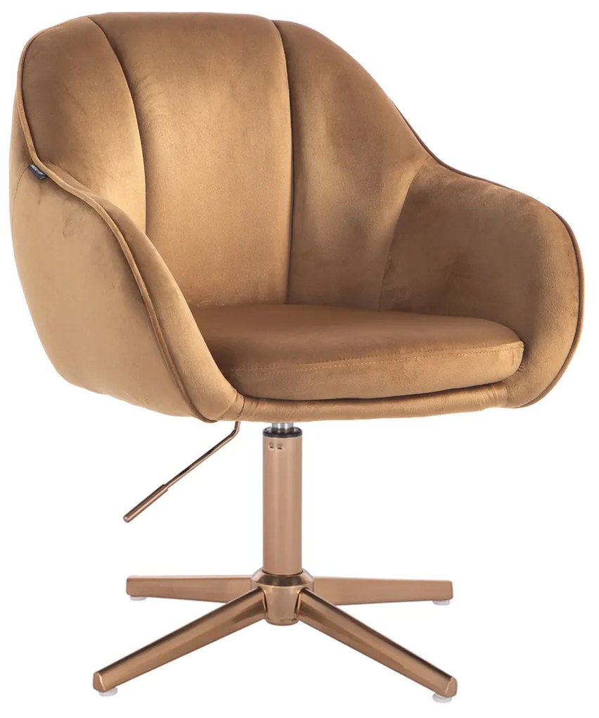 HR2055CROSS Scaun Galben Miere din Catifea cu Bază Aurie