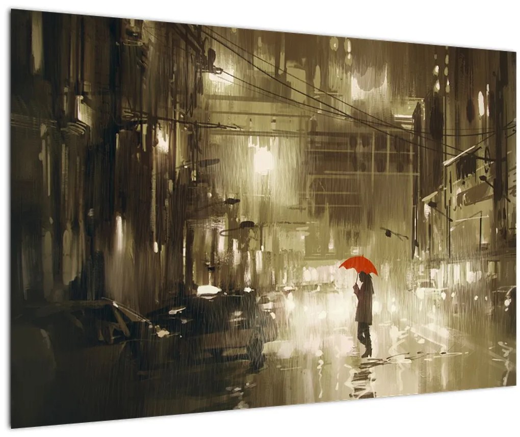 Tablou - Femeie într-o noapte ploioasă (90x60 cm)