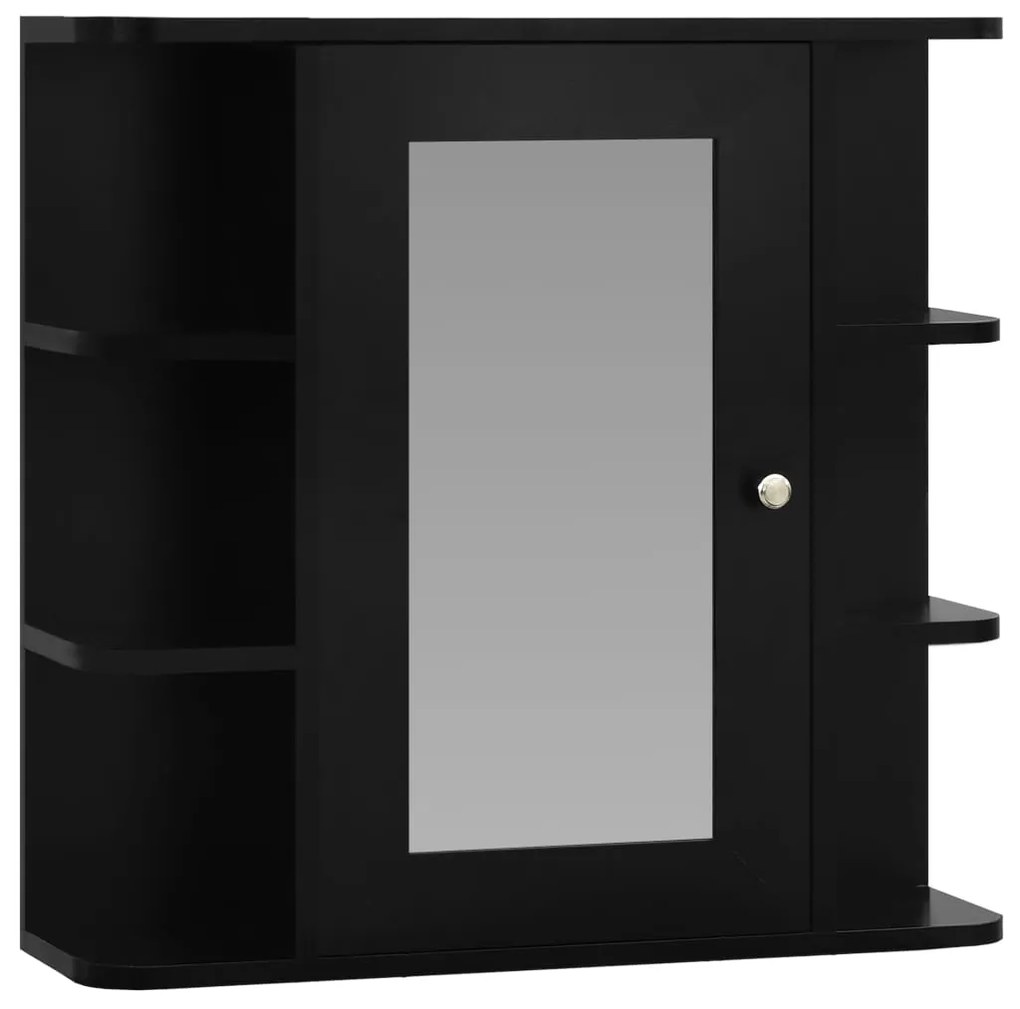 Dulap de baie cu oglinda, negru, 66x17x63 cm, MDF Negru