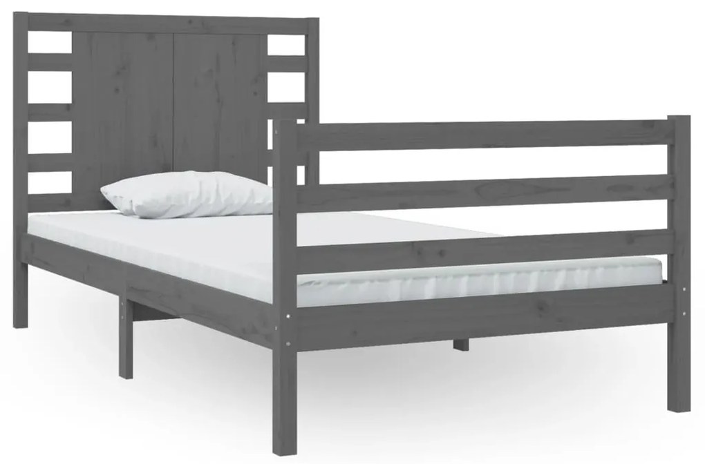 3104275 vidaXL Cadru de pat, gri, 100x200 cm, lemn masiv de pin