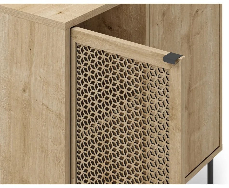 Comodă în culoare naturală joasă cu aspect de lemn de stejar 80x80 cm Inca – Marckeric