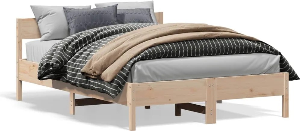 vidaXL Cadru de pat fără saltea, 140x190 cm, lemn masiv de pin