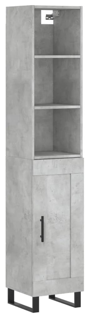 3190113 vidaXL Dulap înalt, gri beton, 34,5x34x180 cm, lemn prelucrat