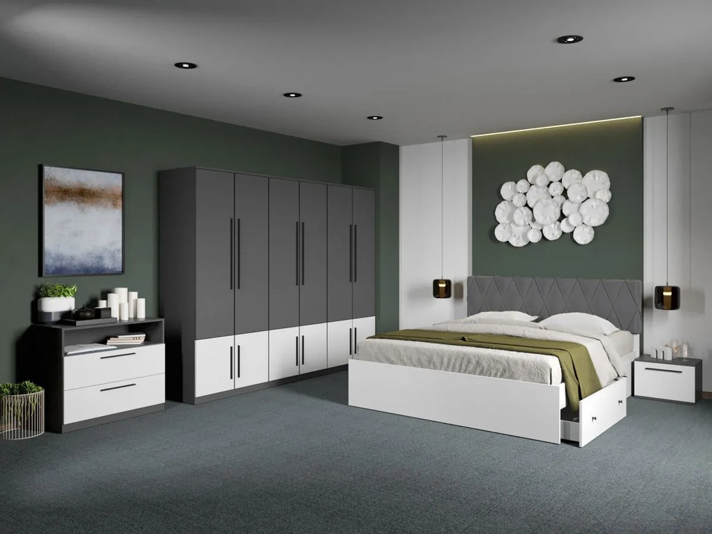 Set mobila dormitor complet Gri/Alb Shape C13