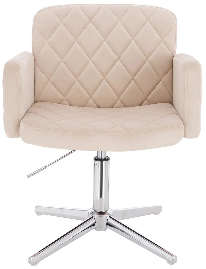 HR802CROSS Scaun Crem din Catifea cu Bază Cromata