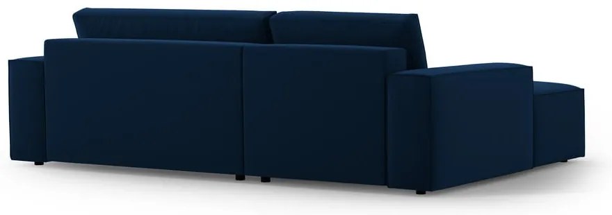 Colțar albastru închis extensibil/cu spațiu de depozitare cu tapițerie din catifea (cu colț pe partea stângă /cu șezlong) Jodie – Micadoni