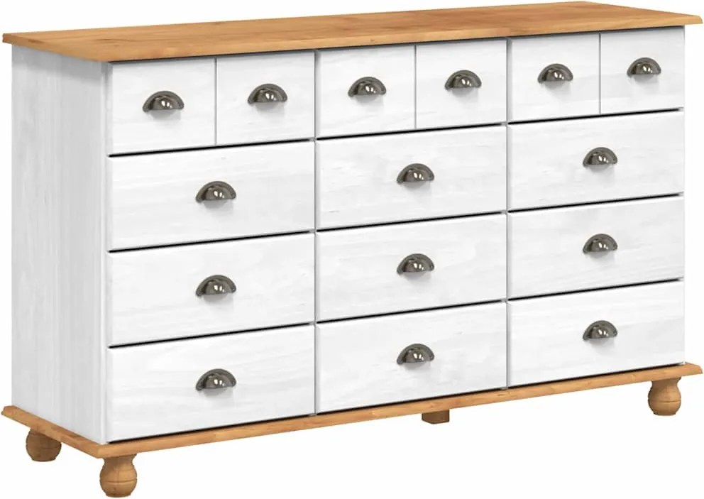 vidaXL Comodă cu sertar ASKIM Alb 79 x 40 x 133,5 cm Lemn de pin masiv