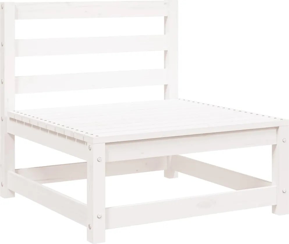 vidaXL Canapea grădină fără cotiere, alb, 70x70x67 cm, lemn masiv pin