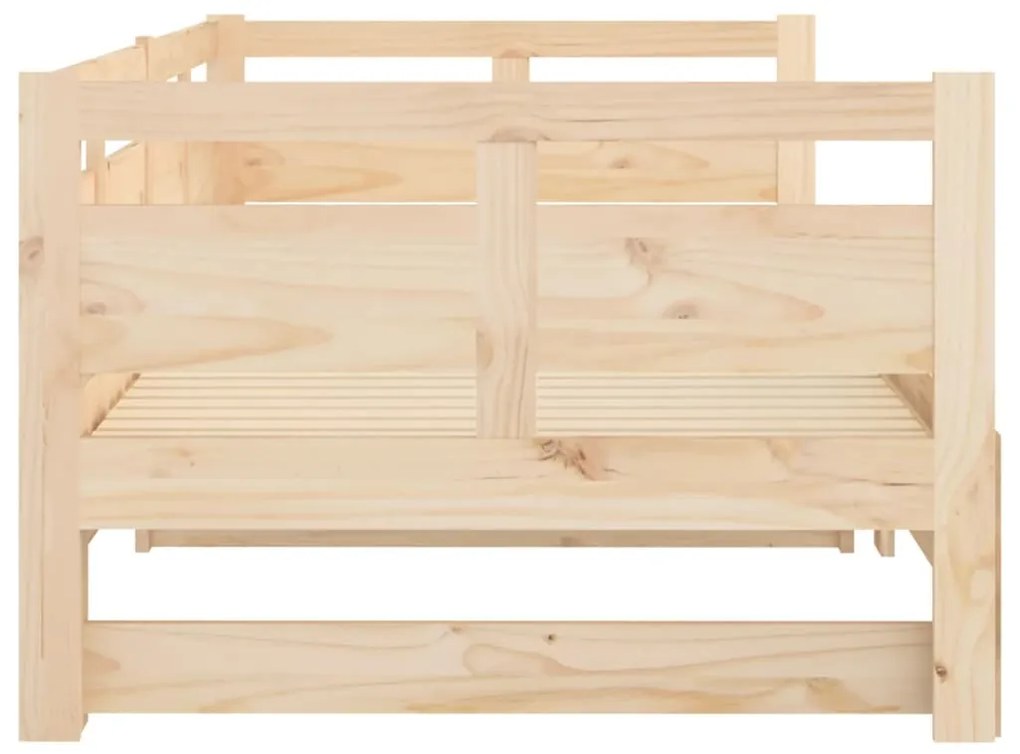 Pat de zi extensibil, 2x(80x200) cm, lemn masiv de pin Maro, 80 x 200 cm