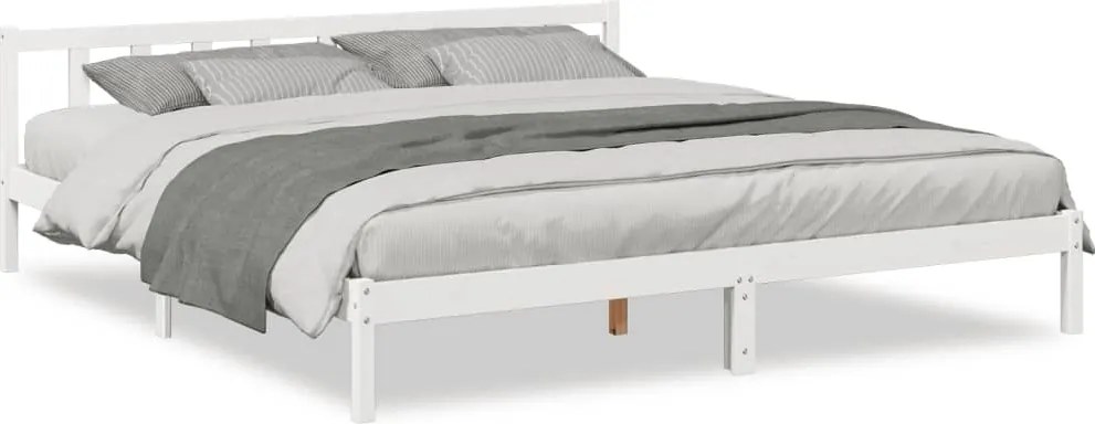 vidaXL Cadru pat foarte lung fără saltea alb 200x220 cm lemn masiv pin