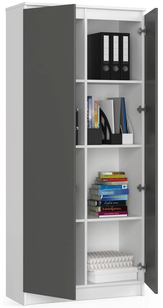 Dulap cu rafturi Rainer II (alb + gri). 1070863