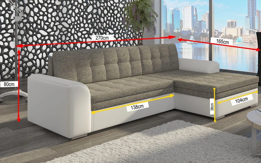 Colțar lemn masiv Extensibil Cali 270x165cm Personalizabil - Soft 17, Stânga