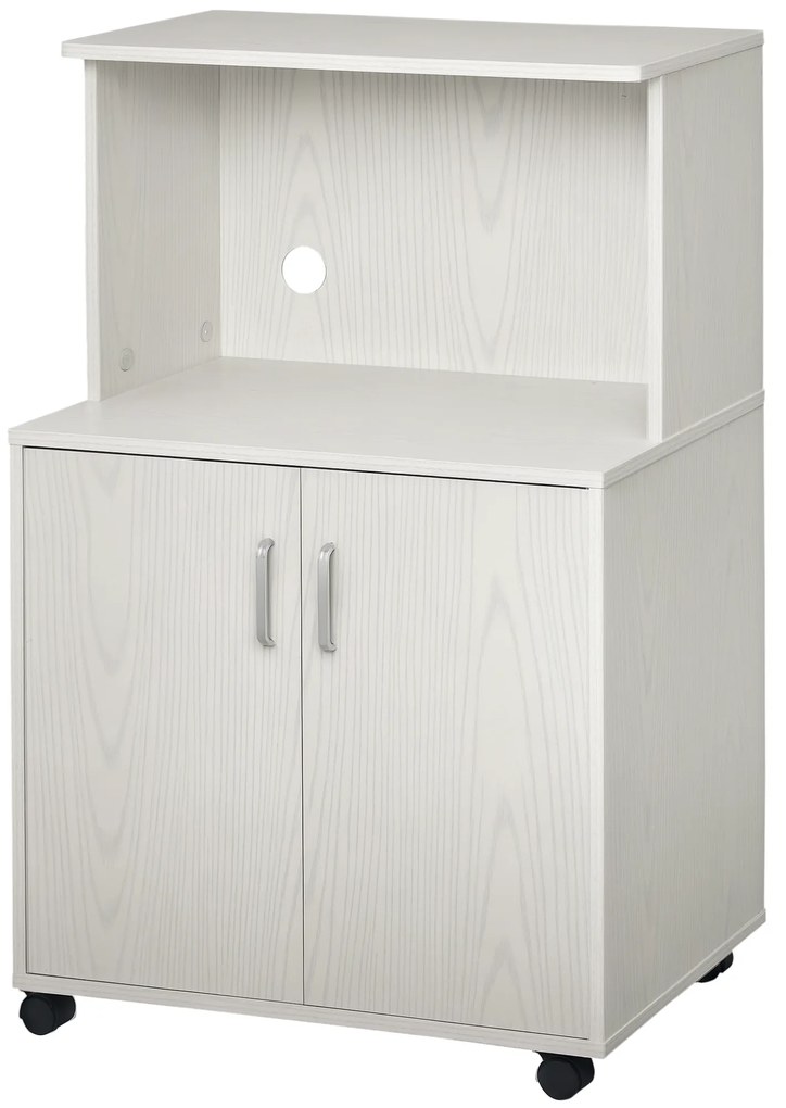 HOMCOM Cărucior cărucior cuptor cu microunde dulap 2 uși - dim. 60,4L x 40,3l x 97H cm - alb | Aosom Romania