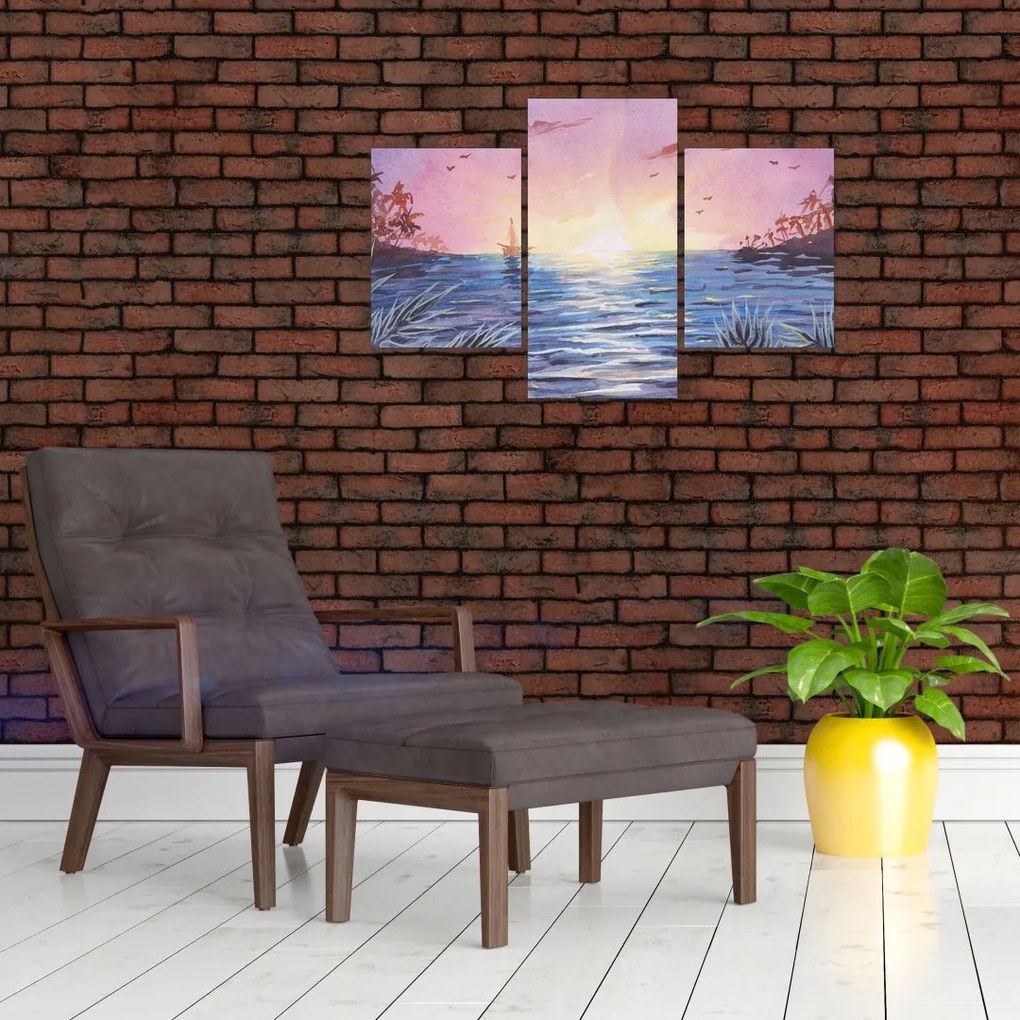 Tablou - Apus de soare deasupra apei, aquarelă (90x60 cm)