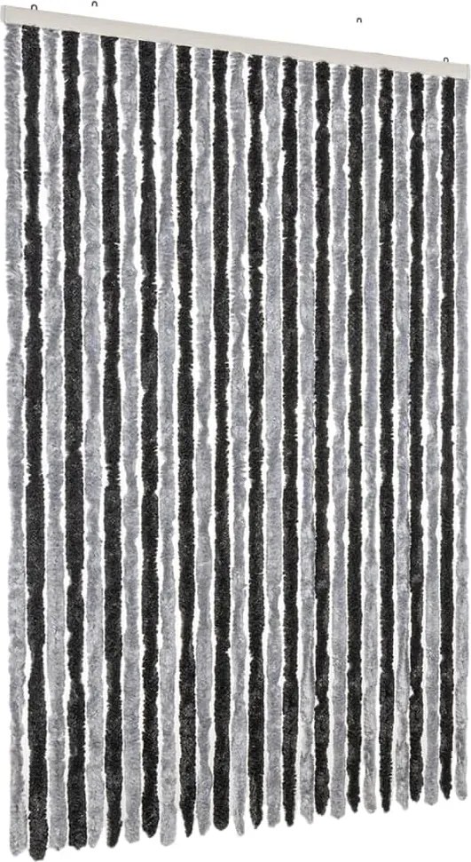 vidaXL Perdea pentru insecte, gri și negru, 118x220 cm, chenille