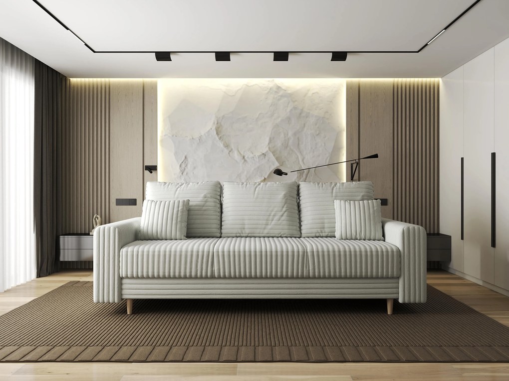 Canapea extensibilă dumonde cu ladă de depozitare si sezut confortabil din spuma high-density, Kronos Ambience Ivory 210x100 cm
