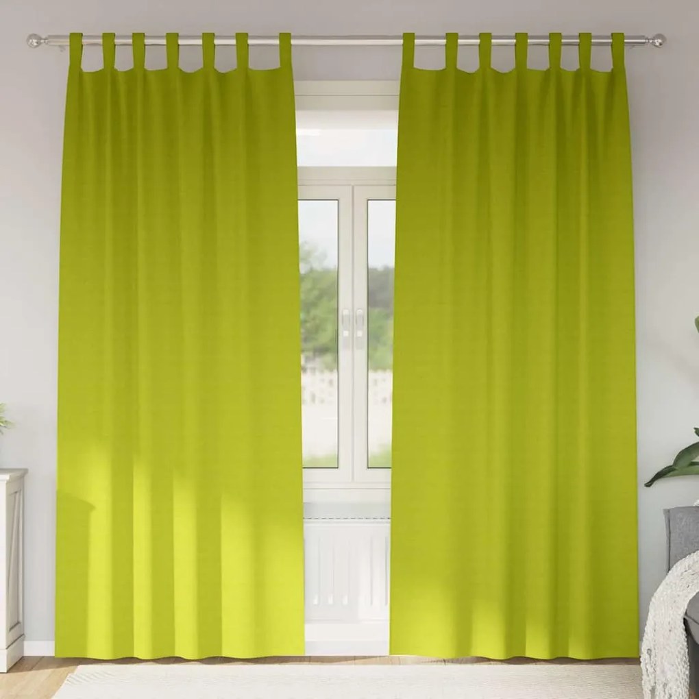 vidaXL Perdele cu perdele 2 pcs Verde măr 260 x 140 cm Poliester