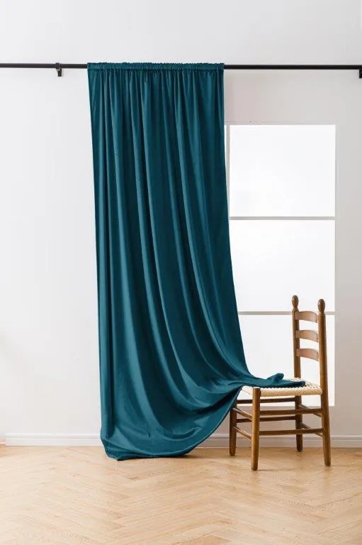 Draperie opaca turcoaz VELVET 135x250 cm Agățat: Rejansa