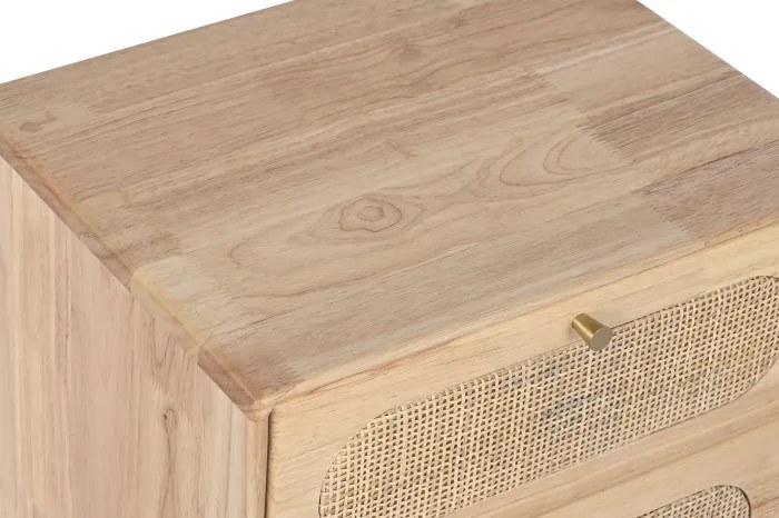 Noptiera din lemn de cauciuc si rattan, " Moon "