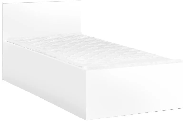 Pat de o persoana alb, SOFIA 90 x 200 cm Saltele: Cu saltele Deluxe 10 cm, Somiera pat: Cu lamele drepte