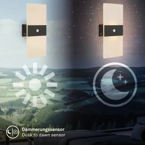 Briloner 3888015 - Aplică LED de perete reîncărcabilă cu senzor AURA, 2,5 W/5 V, 1800 mAh, neagră