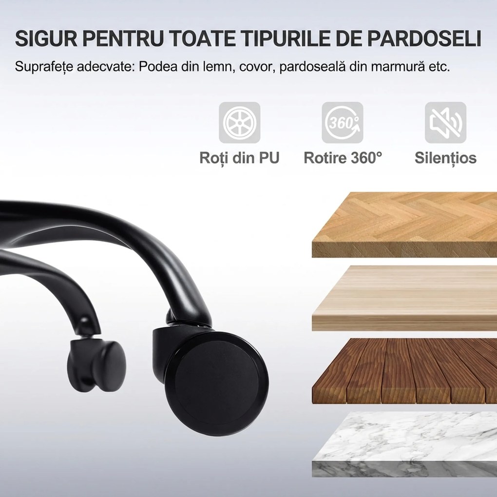 HOMCOM Scaun de birou ergonomic, cu suport lombar dinamic și suport pentru picioare, 73x75x120-128 cm, negru | Aosom Romania