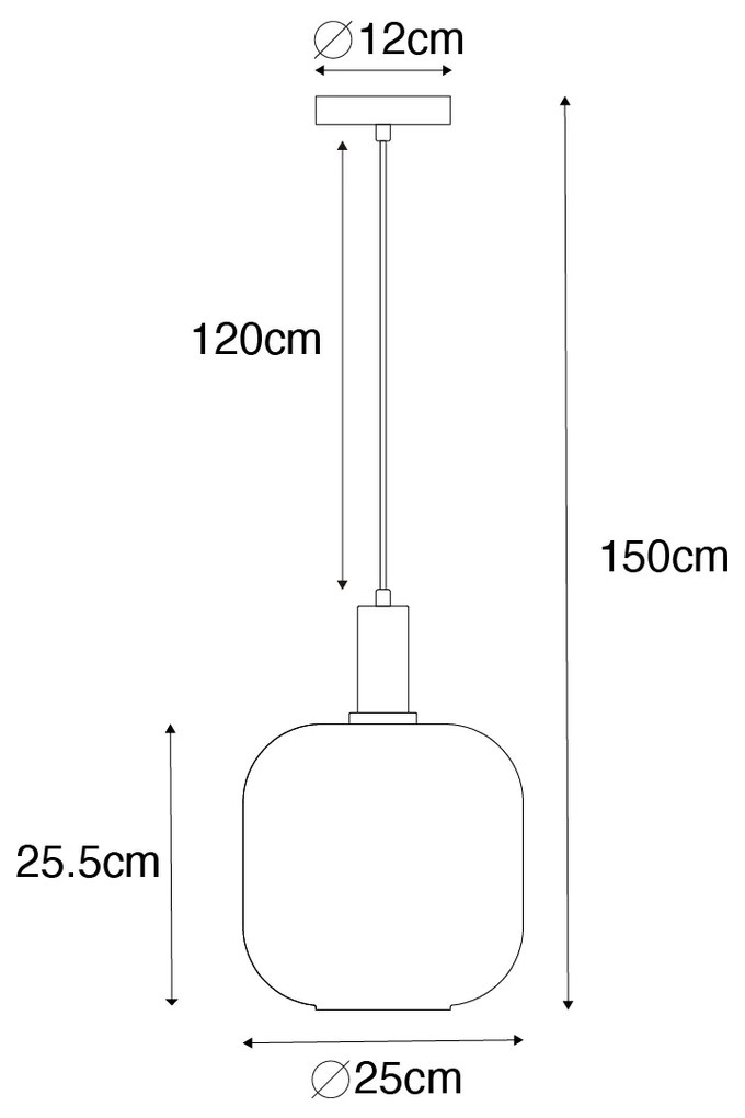 Lampă suspendată inteligentă neagră cu alamă și sticlă ambră, inclusiv Wifi G95 - Zuzanna
