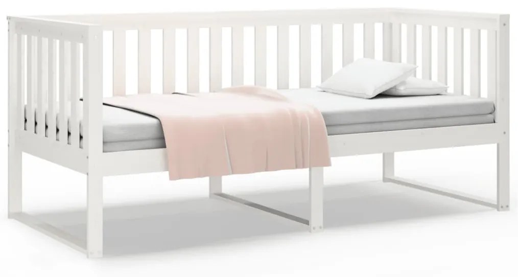 820882 vidaXL Pat de zi, alb, 90x190 cm, lemn masiv de pin