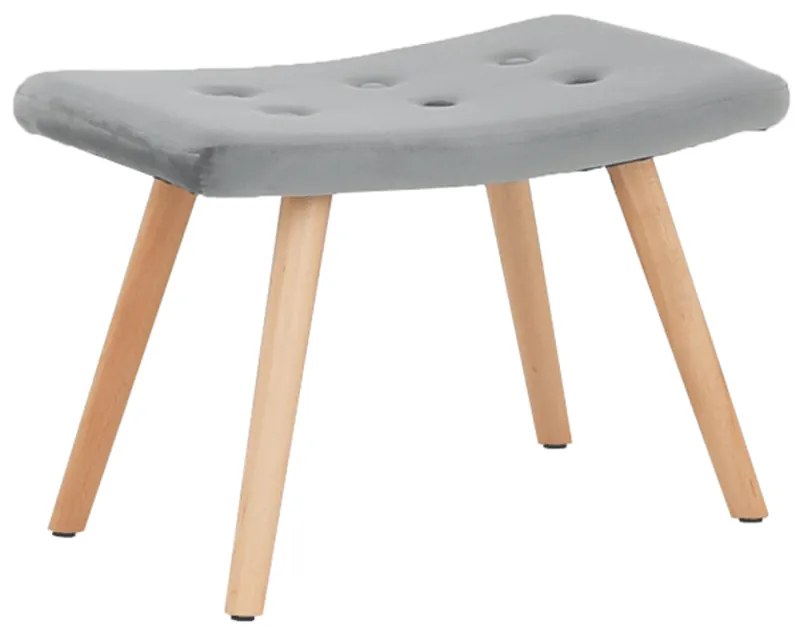 Fotoliu cu taburet, material de catifea gri/fag, LAGER NEW