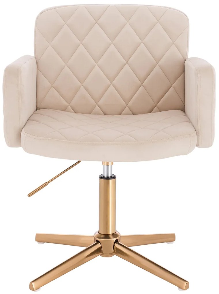 HR802CROSS Scaun Crem din Catifea cu Bază Aurie