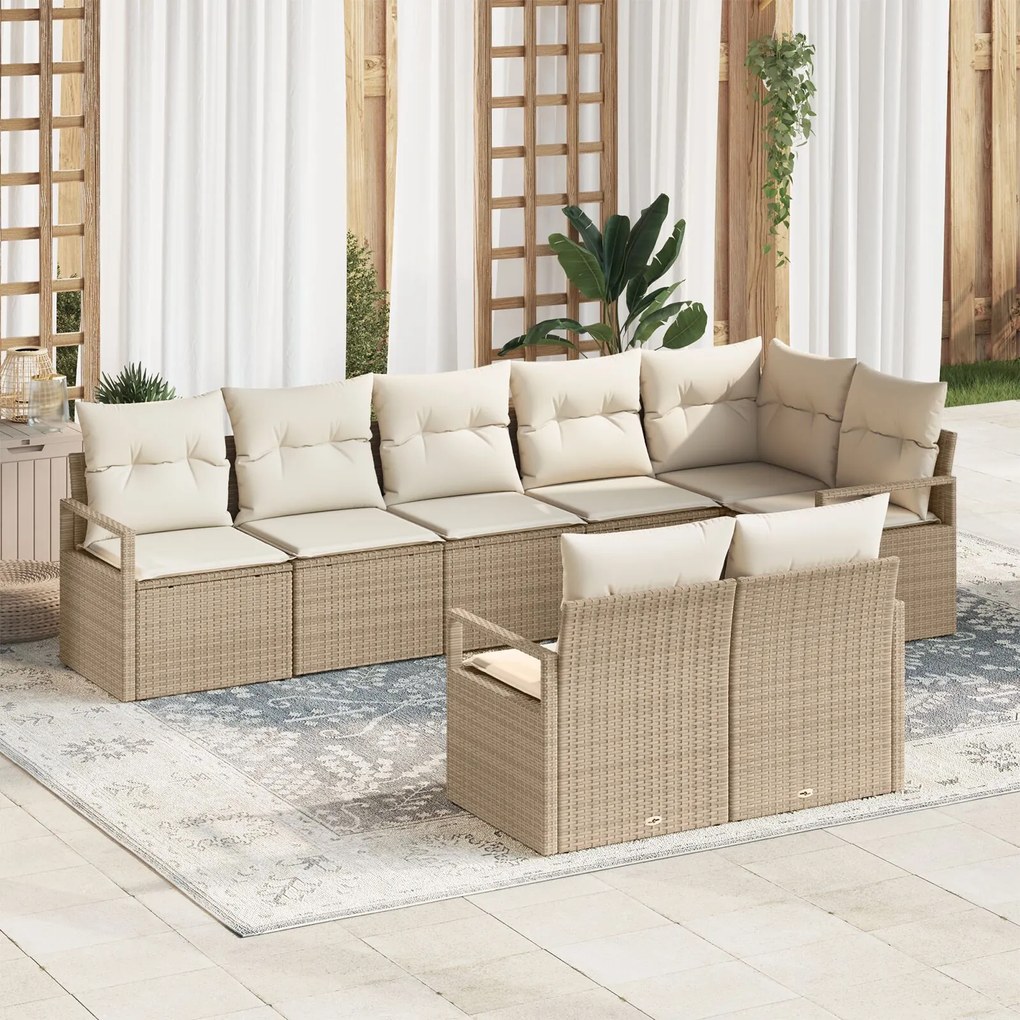 vidaXL Set de canapele pentru grădină 8 pcs Bej Rattan poli