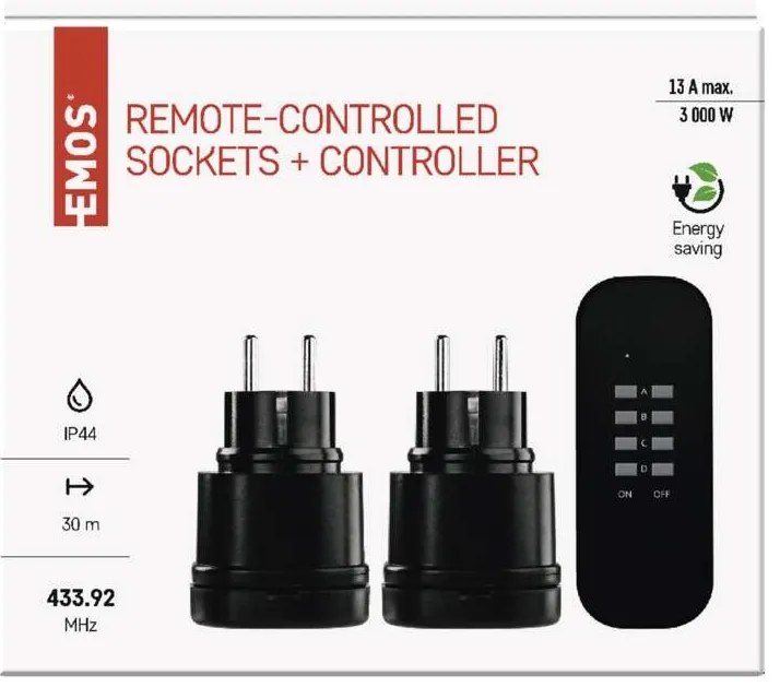 Set 2 prize cu telecomanda, IP44, exterior, max 3000W, EMOS
