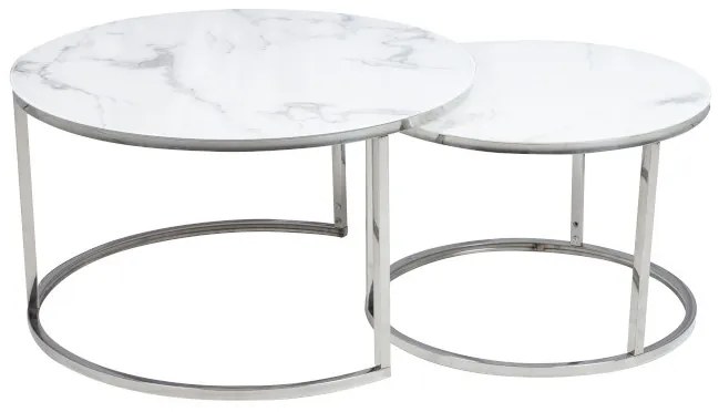 Set mese de cafea Atlanta B – Marmura Alba/Crom