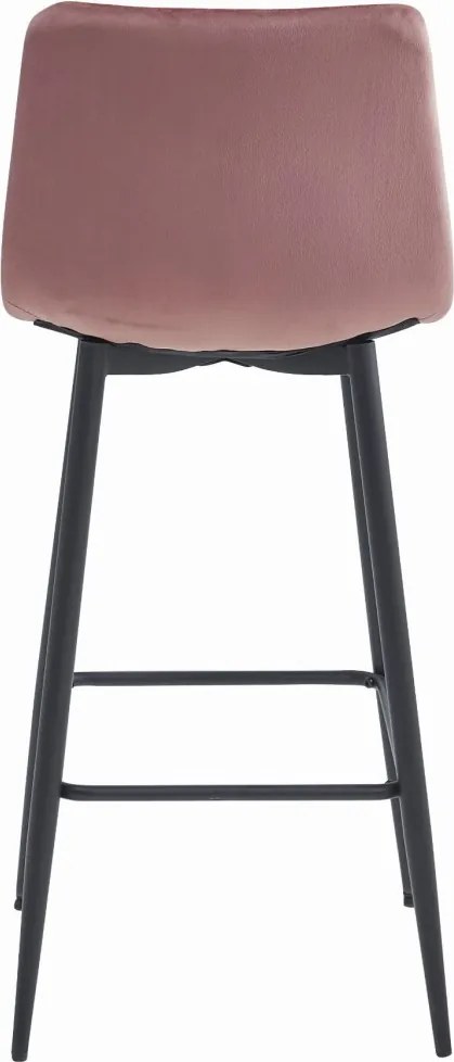 Scaun de bar ARCETO VELVET cu picioare negre, roz