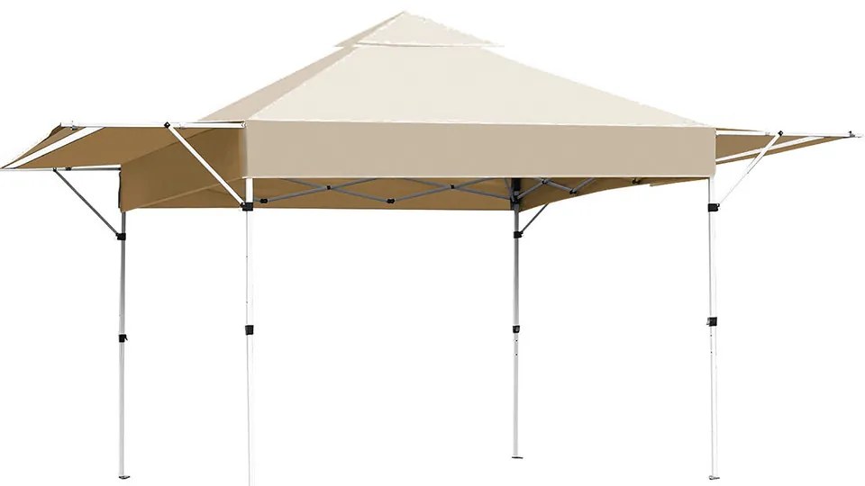 Pavilion cu prelată de umbrire și perete posterior parțial, bej