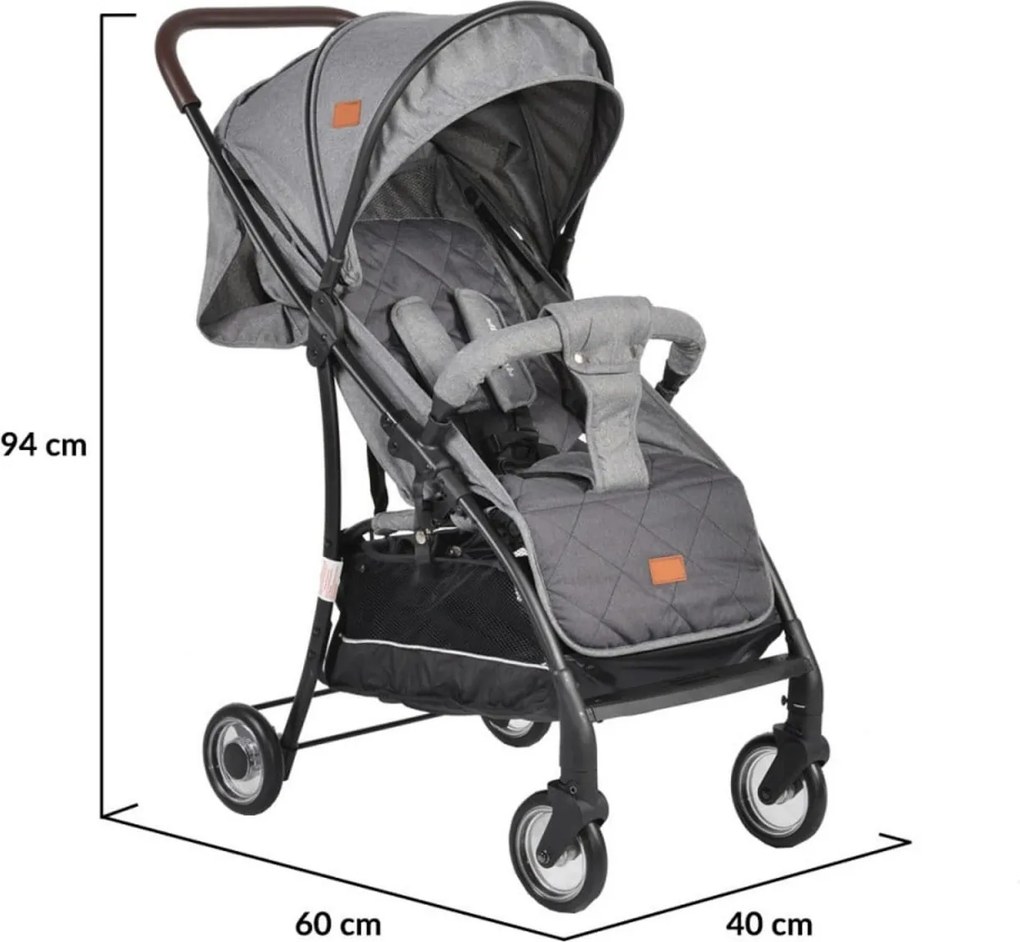 Carucior sport ultracompact pentru copii NOVOKIDS™ London PRO, Transformabil in troller, Spatar reglabil in 3 trepte, Pozitie somn, Roti