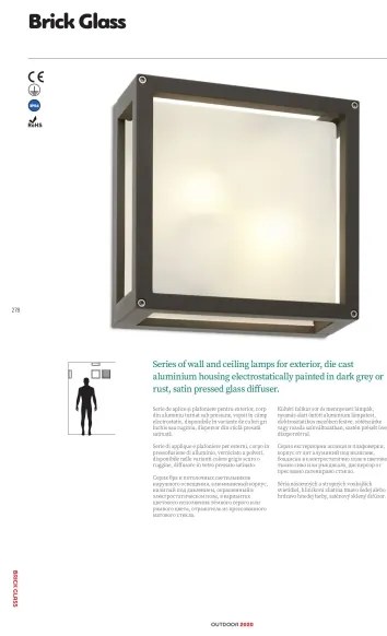 Redo 9893 - Aplică perete exterior BRICK 2xE27/42W/230V IP54 maro