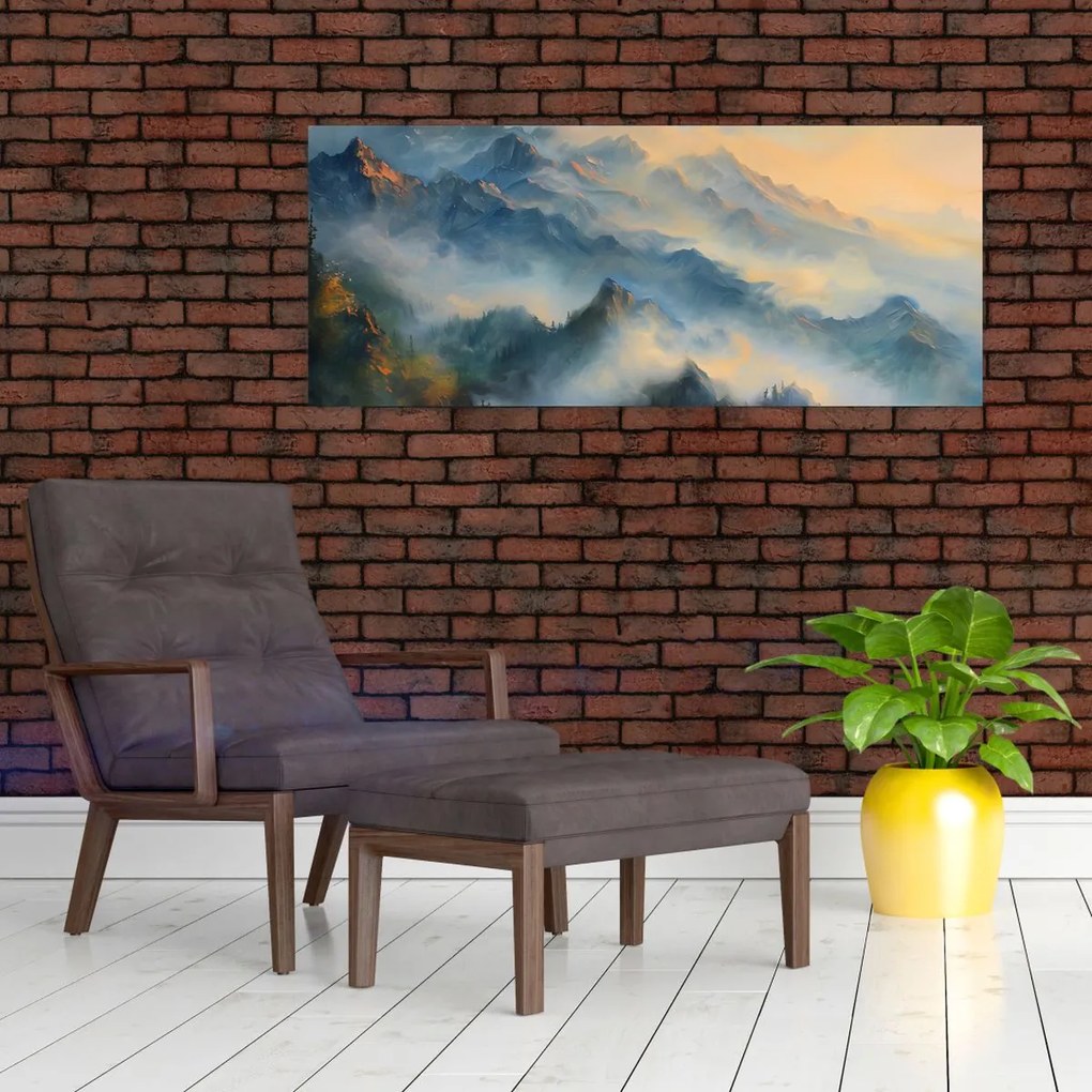 Tablou - Peisaj montan pictat (120x50 cm)
