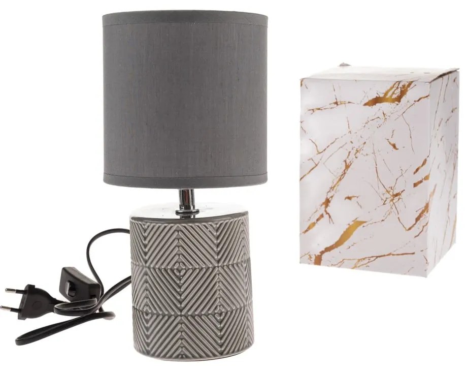 Veioză gri cu abajur textil (înălțime 27 cm) – Dakls