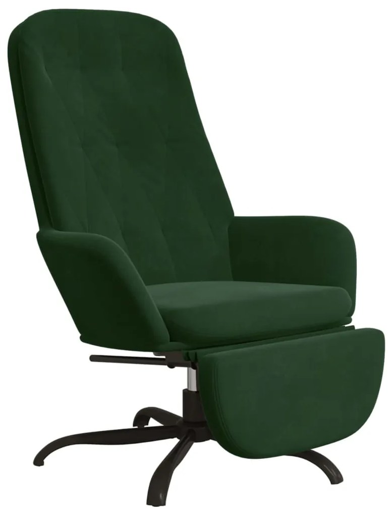 3097643 vidaXL Scaun de relaxare cu taburet, verde închis, catifea