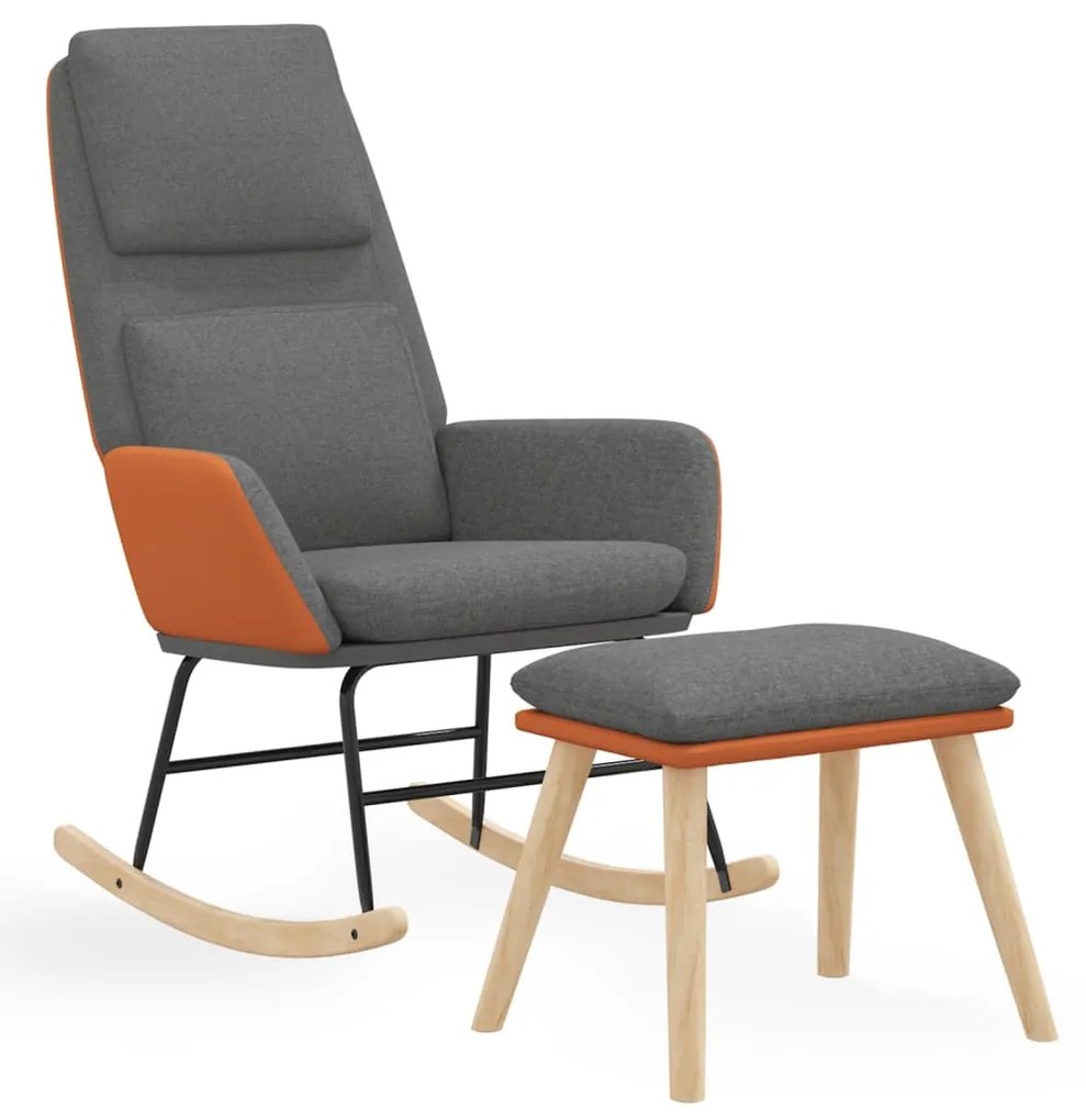 3097791 vidaXL Scaun balansoar cu taburet, gri deschis, textil