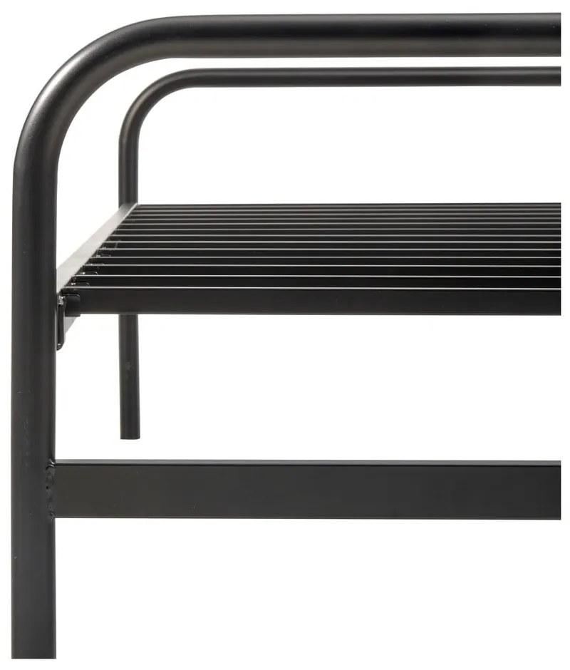 Pat negru din metal pliabil cu somieră 90x200 cm Lucy – WOOOD