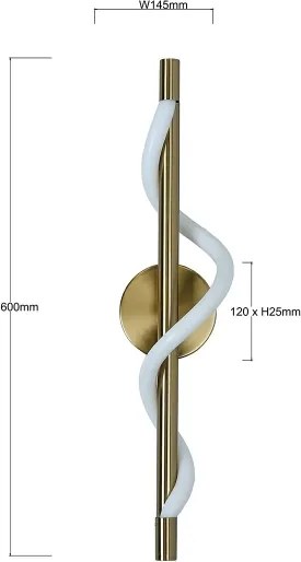 Aplică de perete LED MELECA, 12W, 230V, 3000/4000/6000K, auriu