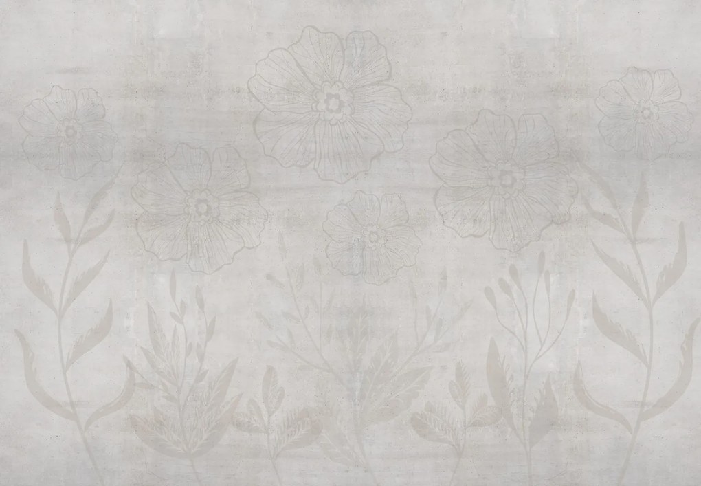 Fototapet - Beton cu flori (147x102 cm)